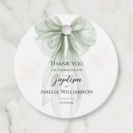 Sage Green Bow doop Bedankjes Labels