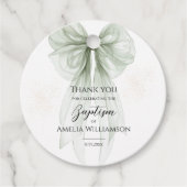 Sage Green Bow doop Bedankjes Labels (Voorkant)