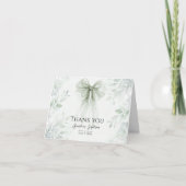 Sage Green Bow doop Bedankkaart (Voorkant)
