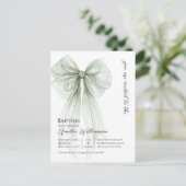 Sage Green Bow doop Briefkaart (Staand voorkant)