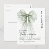 Sage Green Bow doop Briefkaart (Voorkant / Achterkant)