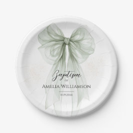 Sage Green Bow doop Papieren Bordje