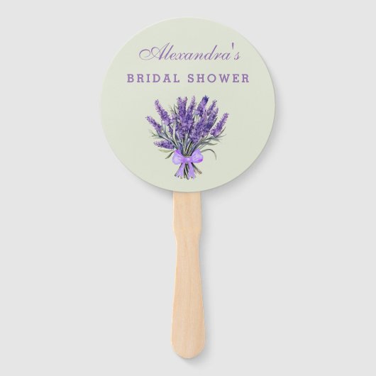 Sage Green Bow Floral Lavendel Vrijgezellenfeest Handwaaier (Voorkant)
