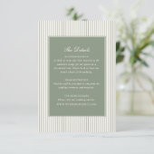 Sage Green Bow Frame Wedding Details Informatiekaartje (Staand voorkant)