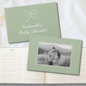 Sage Green Bow Gepersonaliseerd Baby shower Gasten Gastenboek
