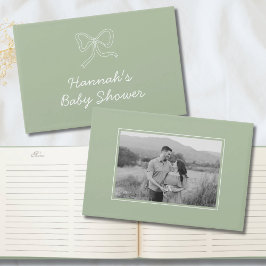 Sage Green Bow Gepersonaliseerd Baby shower Gasten Gastenboek