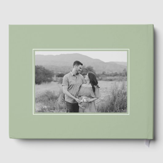 Sage Green Bow Gepersonaliseerd Baby shower Gasten Gastenboek (Achterkant)