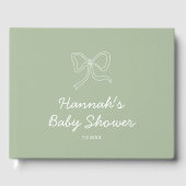 Sage Green Bow Gepersonaliseerd Baby shower Gasten Gastenboek (Voorkant)