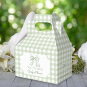 Sage Green Bow Gingham Baby shower Bedankdoosjes