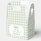Sage Green Bow Gingham Baby shower Bedankdoosjes (Geopend)
