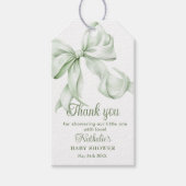 Sage Green Bow Gingham Baby shower Bedankt Cadeaulabel (Voorkant)
