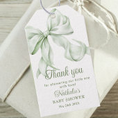 Sage Green Bow Gingham Baby shower Bedankt Cadeaulabel