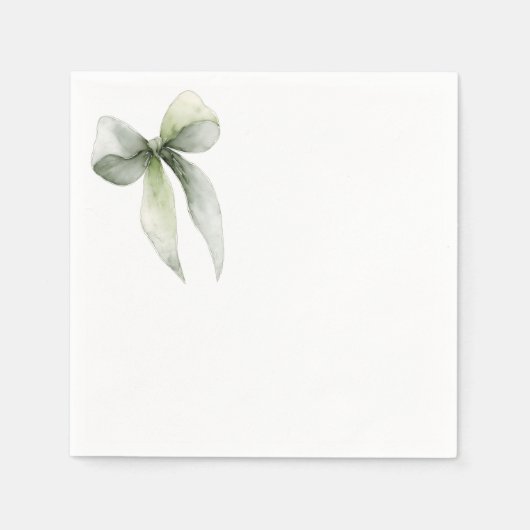 Sage Green Bow Gingham Baby Shower Servet (Voorkant)