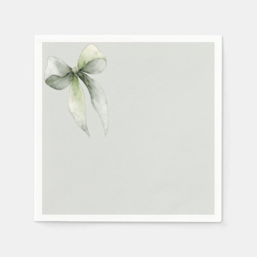 Sage Green Bow Gingham Baby Shower Servet (Voorkant)