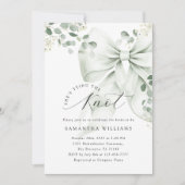 Sage Green Bow Greenery Vrijgezellenfeest Kaart (Voorkant)