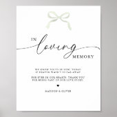 Sage Green Bow In Loving Memory Wedding Sign Poster (Voorkant)