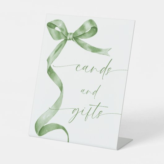 Sage Green Bow Kaarten en geschenken Reclamebord Met Voetstuk (Voorkant)