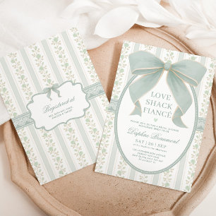 Sage Green Bow Love Shack Fiancé Vrijgezellenfeest Kaart