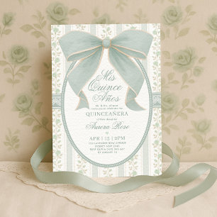 Sage Green Bow Quinceanera Mis Quince Verjaardag Kaart