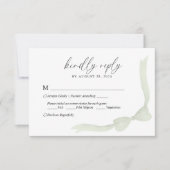Sage Green Bow Ribbon Menu Choice Wedding RSVP (Voorkant)