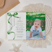 Sage Green Bow & Rozenkrans Foto Eerste Heilige Co Kaart