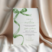 Sage Green Bow Sweet 16 Verjaardag Uitnodiging