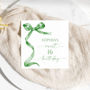 Sage Green Bow Sweet 16 Verjaardagsfeest Servet