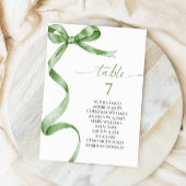 Sage Green Bow Tafel Nummer Zitplaatskaart Kaart