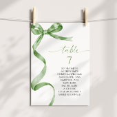 Sage Green Bow Tafel Nummer Zitplaatskaart Kaart