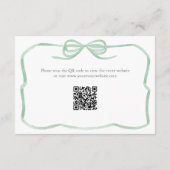 Sage Green Bow Vrijgezellenfeest Details QR Code Informatiekaartje (Achterkant)
