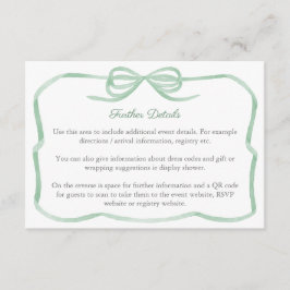 Sage Green Bow Vrijgezellenfeest Details QR Code Informatiekaartje