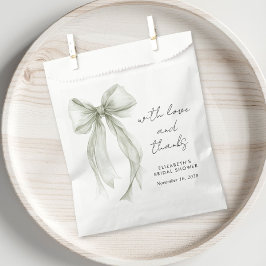 Sage Green Bow Watercolor Bridal Shower Thank You Bedankzakje