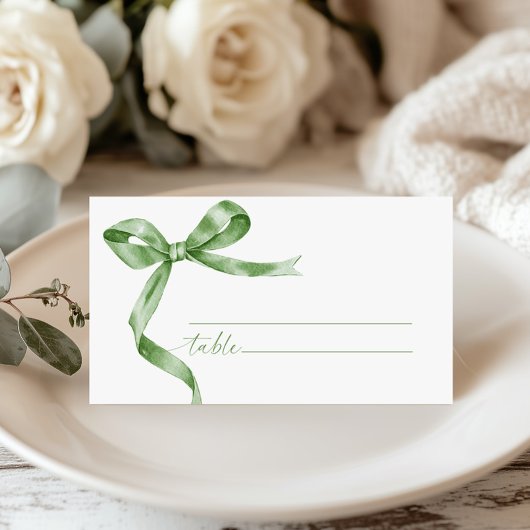 Sage Green Bow Wedding Plaatskaartje