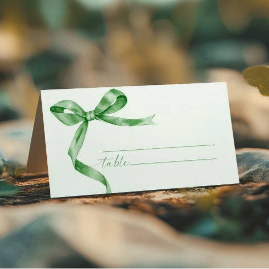 Sage Green Bow Wedding Plaatskaartje