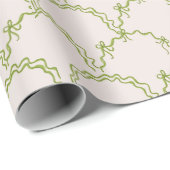 Sage Green Bow Wrapping Paper Cadeaupapier (Rol Hoek)