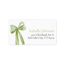 Sage Green Bow Ze bindt de knoop Adres Etiket