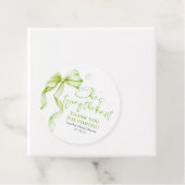 Sage Green Bow Ze bindt de knoop Vrijgezellenfeest Bedankjes Labels (In situ)