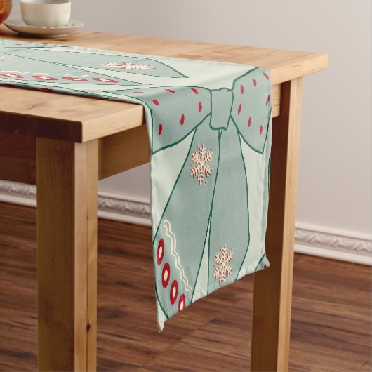 Sage Green Bows Korte Tafelloper (Voorbeeld)