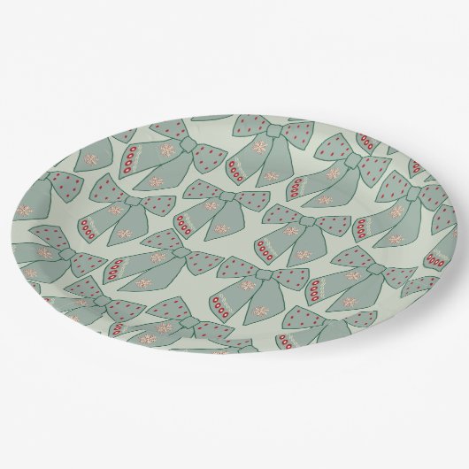 Sage Green Bows Papieren Bordje (Gekanteld)