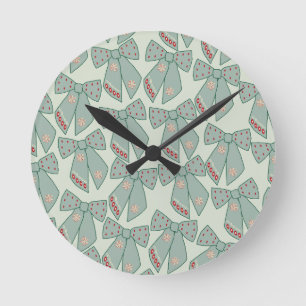 Sage Green Bows Ronde Klok