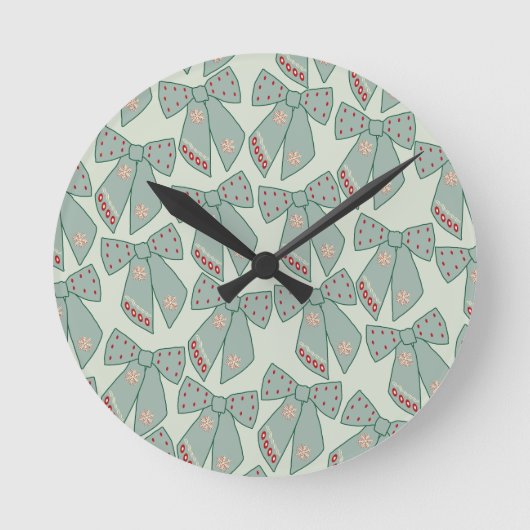 Sage Green Bows Ronde Klok (Voorkant)