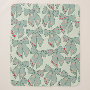 Sage Green Bows Sherpa Deken