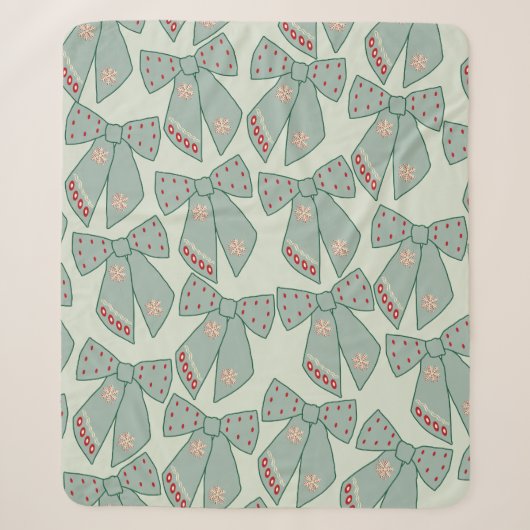 Sage Green Bows Sherpa Deken (Voorkant)