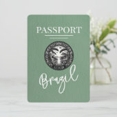 Sage Green Brazil Passport Bewaar de datum Save The Date (Staand voorkant)