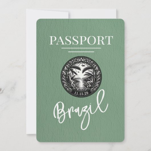 Sage Green Brazil Passport Bewaar de datum Save The Date (Voorkant)