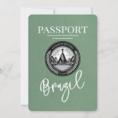 Sage Green Brazil Passport Uitnodiging voor het Hu (Achterkant)