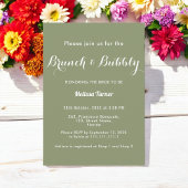 Sage Green Bridal Brunch Bubble Simple Invitation Kaart