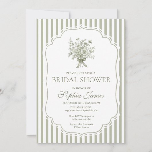 Sage Green Bridal Shower Invitation Template Boho Kaart (Voorkant)