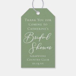 Sage Green Bridal Shower Personalized White Script Cadeaulabel