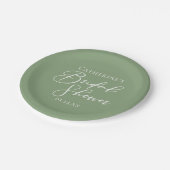 Sage Green Bridal Shower Personalized White Script Papieren Bordje (Gekanteld)